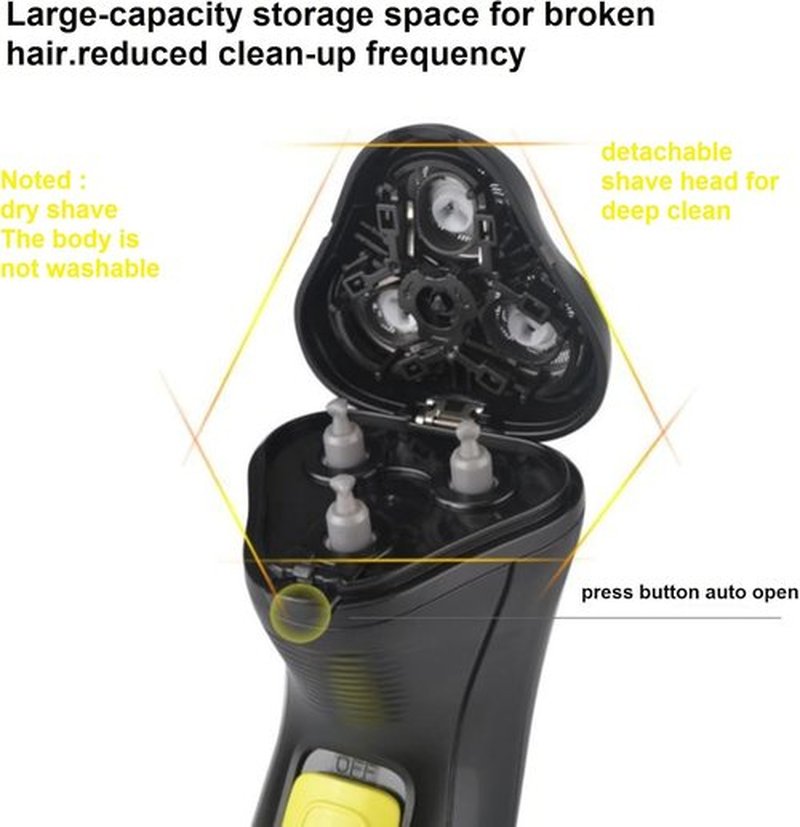 Skiennix Professional Corded Electric Shaver - 3D Rotary Razor for Close Shave & Bold Hair | Pop-Up Trimmer Included