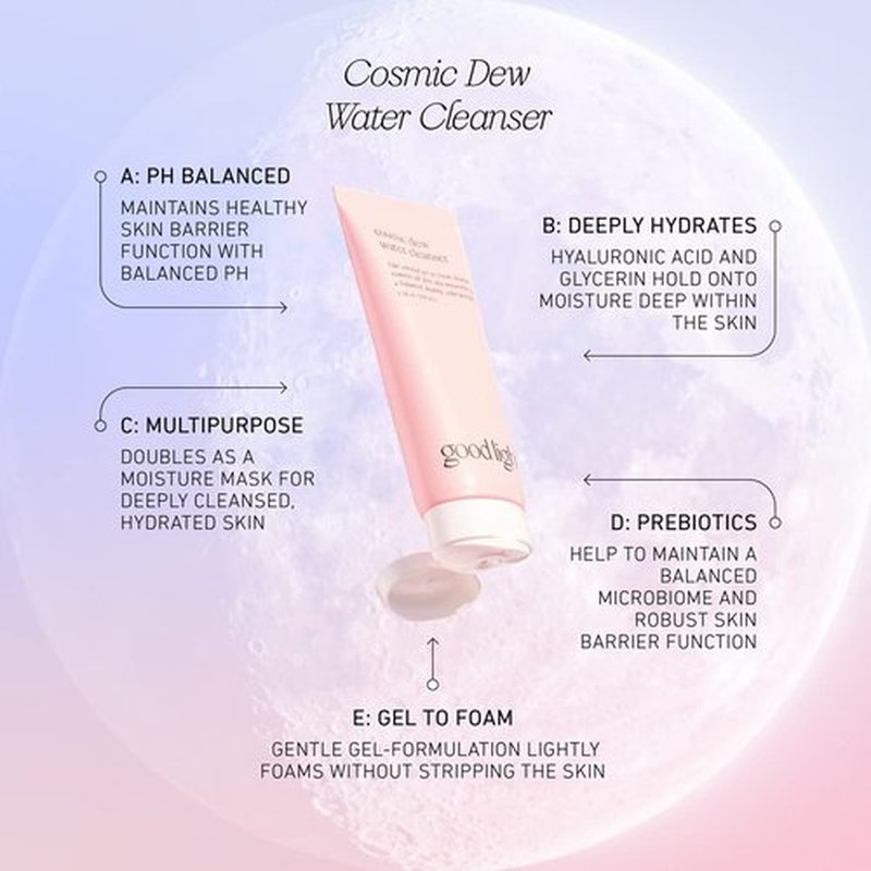 Cosmic Dew Water Cleanser by Good Light - Hydrating Gel-to-Foam Face Wash for Sensitive Skin | 3.38 fl oz