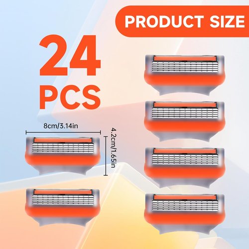 Gillette Fusion 5 Razor Blades - 24 Premium 5-Layer Stainless Steel Cartridges for Smooth Shaving