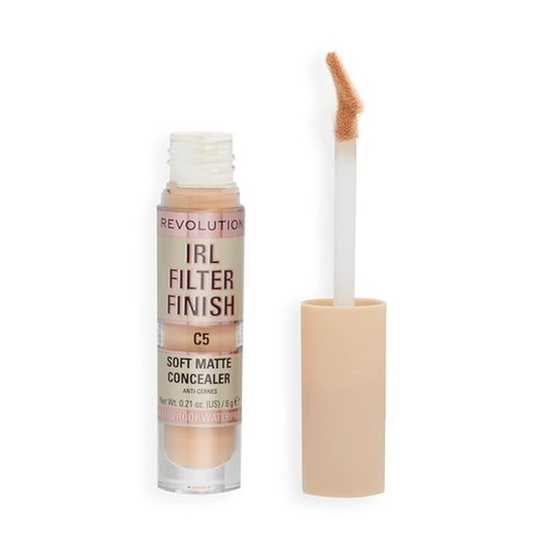 Revolution | IRL Filter Finish Concealer - Full Coverage, Oil-Free, Lightweight, Vegan, C5, 0.21 oz