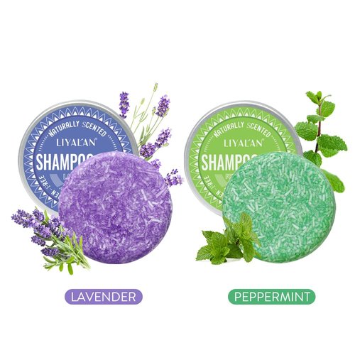 LIYALAN Lavender and Peppermint Shampoo Bar for Hair Solid Soap(2 Pack),Deep Cleansing Hair Shampoo for Fine Oily Hair