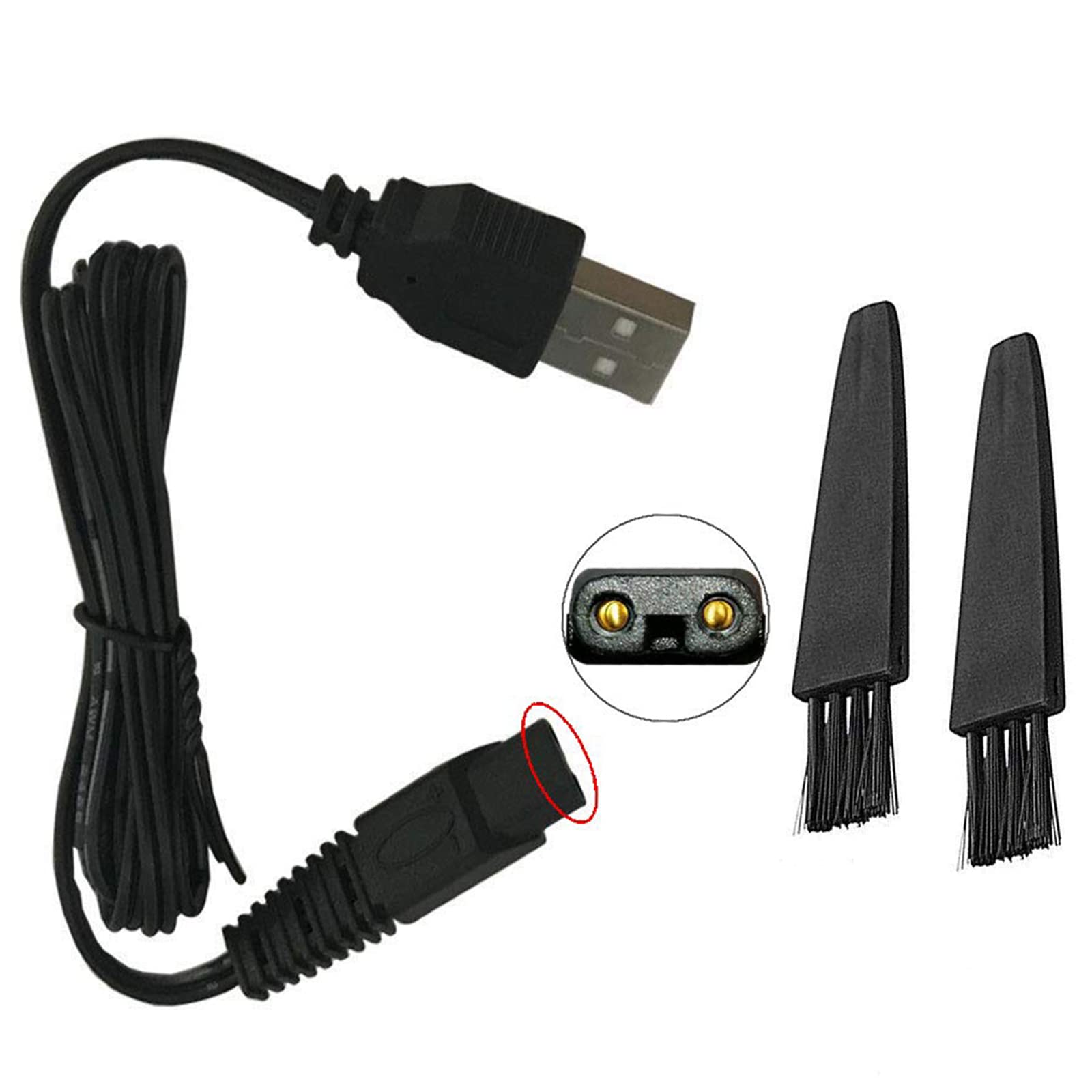 Electric Shaver Charge for SOLO Rechargeable Full Body Hair Trimmer Shaver and Groomer Replacement Charge Line 5V USB Shaver Power Cord (Charger+2 Cleaning Brushes)