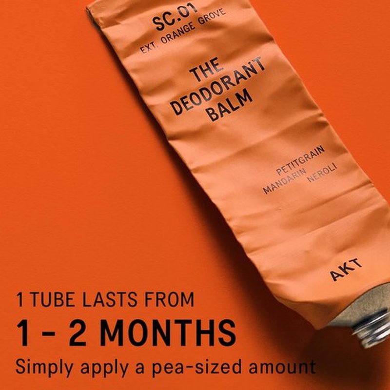 AKT Deodorant Balm - Award-Winning Natural Formula | Plastic-Free & Aluminum-Free | Orange Grove, 50ml