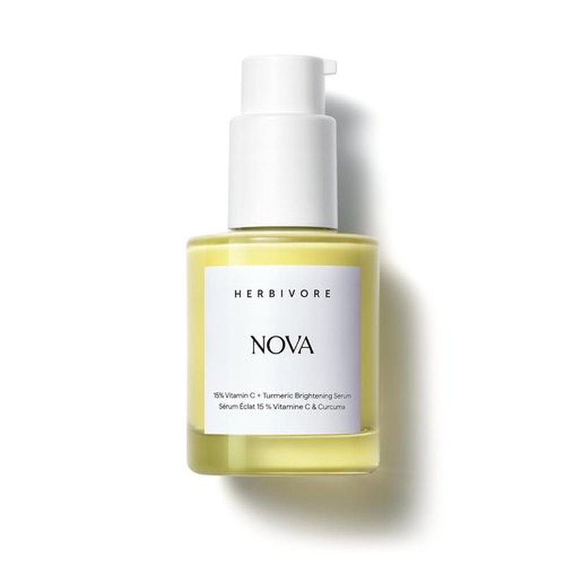 HERBIVORE Nova Brightening Serum - 15% Vitamin C & Turmeric for Dark Spots | Vegan, 30 mL / 1 oz