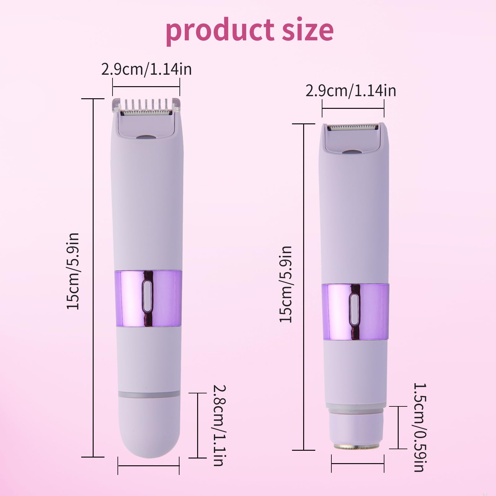 XYOUWEI Bikini Trimmer for Women, 2-in-1 Electric Razor for Womens, Rechargeable Electric Shaver for Legs Arms Pubic Body Hair Trimmer