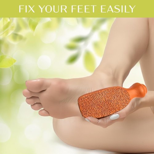 QUBA LINEN Pumice Stone for Feet - 2-Sided Terra Cotta Foot Scrubber, Professional Exfoliating Clay Stone for Feet Hands Body Care - Pumice Stone for Feet Callus Remover, Brown (Pack of 2)