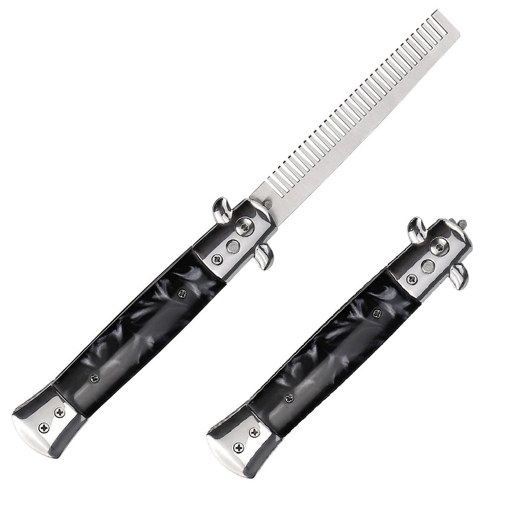DOERDO Butterfly Comb, Stainless Steel Foldable Pocket Comb Oil Hair Comb Foldable Hairstyling Tool for Beard, Mustache
