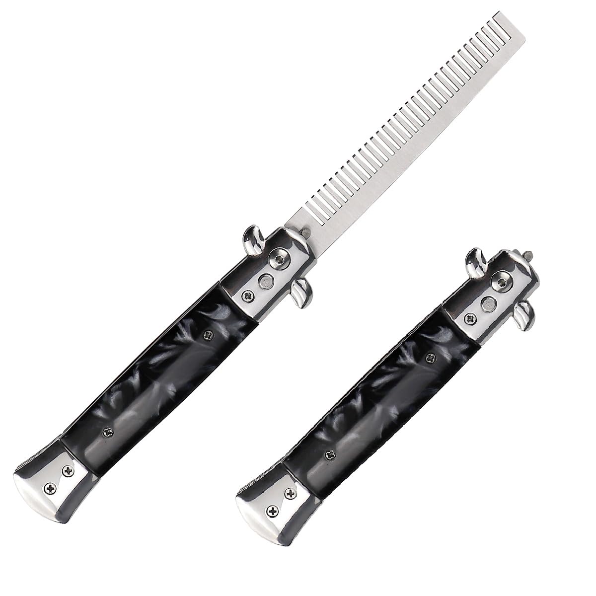 DOERDO Butterfly Comb, Stainless Steel Foldable Pocket Comb Oil Hair Comb Foldable Hairstyling Tool for Beard, Mustache