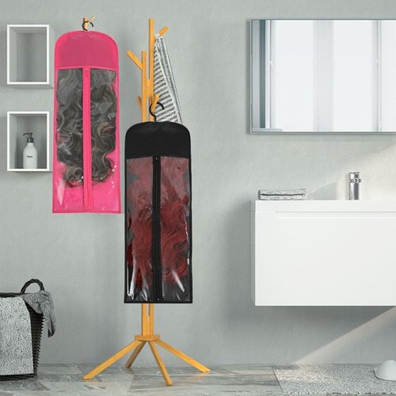 AIFIHIYI Hair Extension Holder 3Pcs Wig Storage Bags with Hanger, Wig Holder Wig Storage for Multiple Wigs, Breathable Dust-proof Extra Long Wig Bags for Hair Extensions & Accessories (Hot Pink)