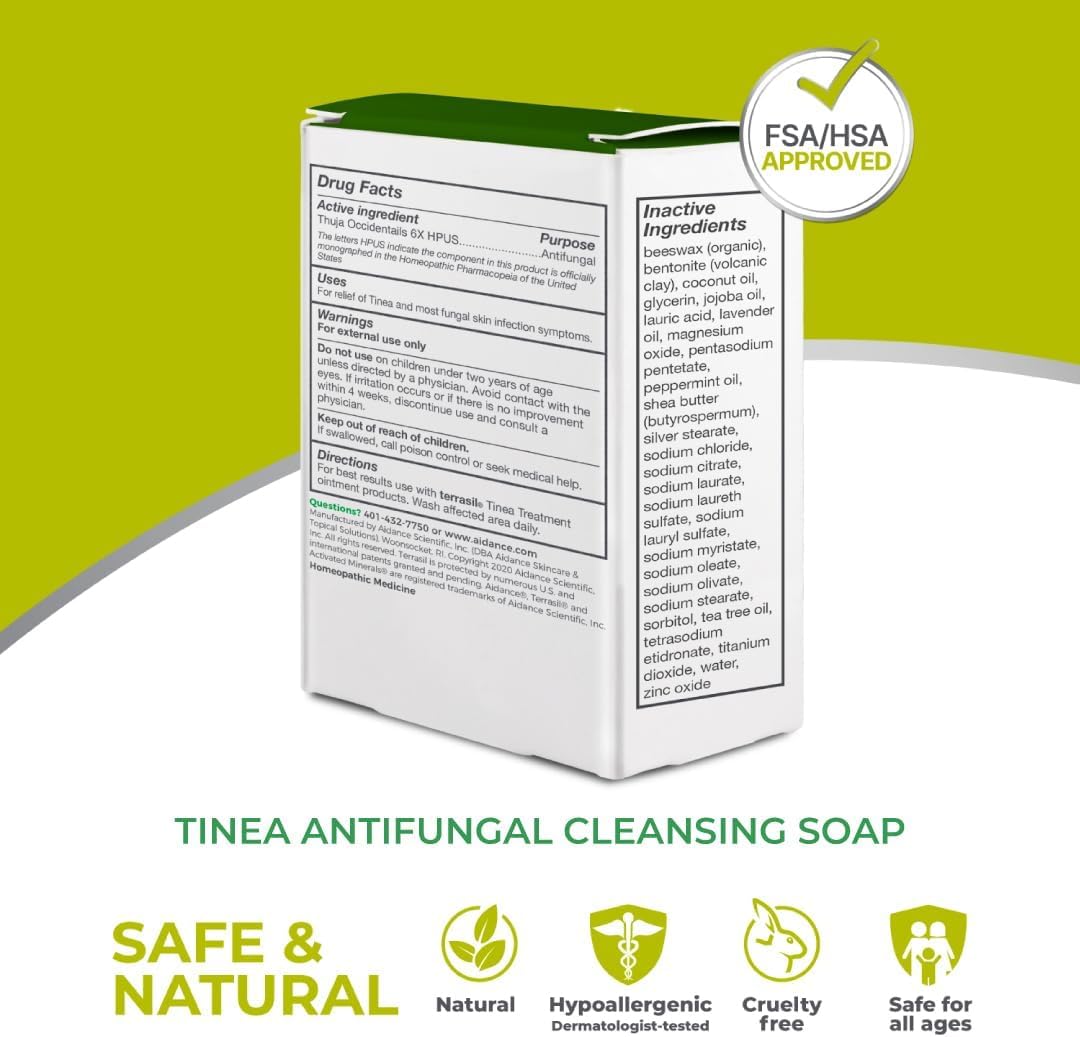 terrasil Tinea Versicolor Treatment Cream + Tinea Soap 2-Product Kit Made in the USA, Clinically Proven 1% Clotrimazole. Antifungal Treats Most Ringworm & Fungal Infections. (.5oz Tube + 75g soap)