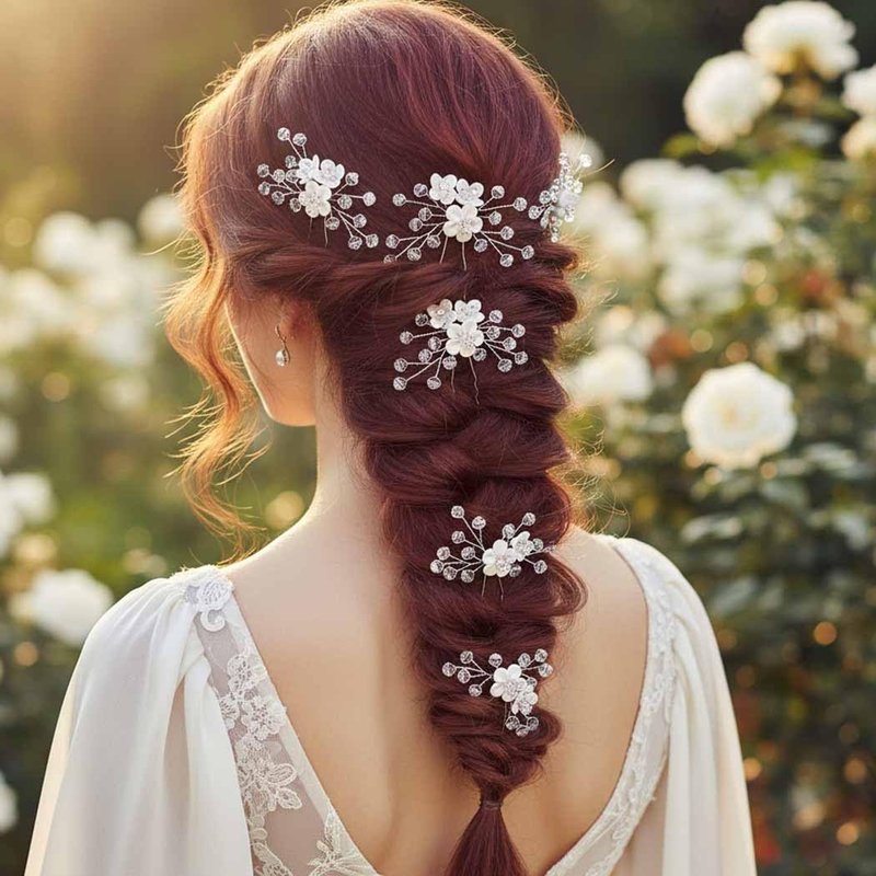 Yean Baby Breaths Hair Pins Flower Silver Hair clips Wedding Hair Accessories for Girls(Pack of 5)