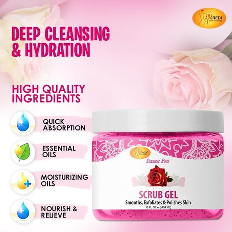 SPA REDI Exfoliating Scrub Gel – Dual-Action Pedicure Treatment for Callus Removal & Hydration, The One-Step Pedi Transformation for a 'Wow' Transformation Without Irritation 16 Oz