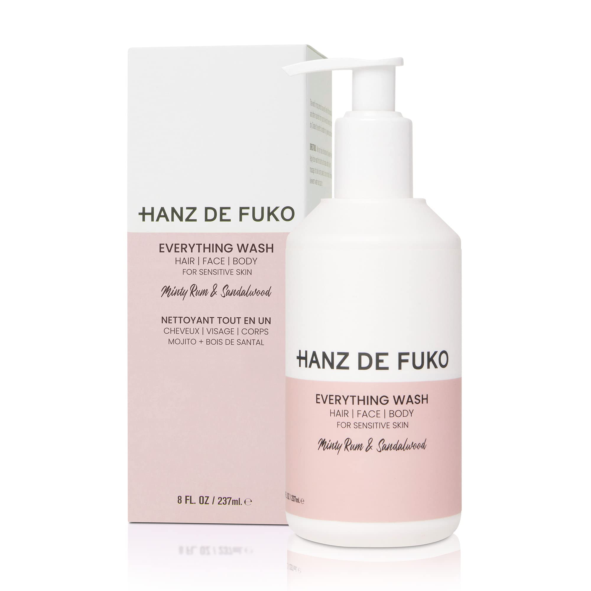 Hanz de Fuko Everything Wash for Body, Hair & Face – All-in-One Soap & Shampoo, Safe for Sensitive Skin – Suitable for Men, Women & Kids – Minty Rum & Sandalwood, 8 oz.