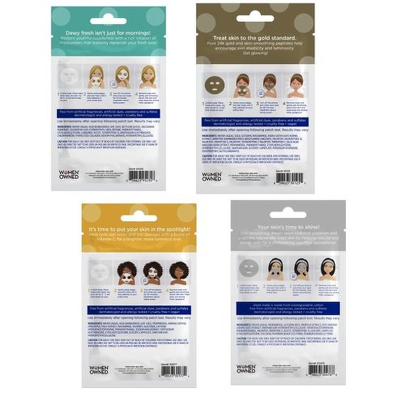 MISS SPA Face Mask Skin Care, Facial Sheet Mask for Women, Hydrating Moisturizing Skin Care Products, Anti-aging Face Mask, Dermatologsit Tested, 4 Pack (Hydrate, 24K Gold, Glow, Platinum Sheet Mask)