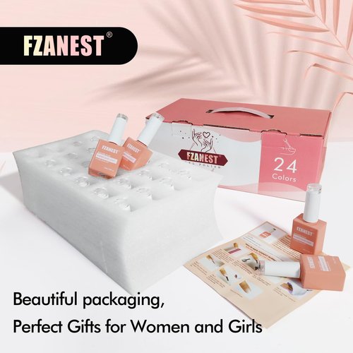 FZANEST Rubber Base Builder Nail Gel 24 Colors*15ml Salon Product Soft Structure Gel For Nails Enhance Extension Jelly Natural Nude Pink Base Color Overlay UV LED Soak Off