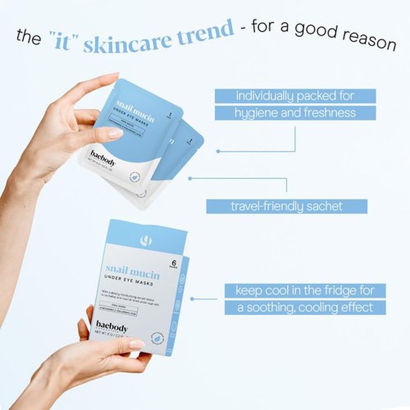 Baebody Advanced Snail Mucin Under Eye Patches for Women & Men - Under Eye Masks for Dark Circles and Puffiness - With Niacinamide - Reduce Fine Lines and Wrinkles (Snail Mucin Under Eye Masks)