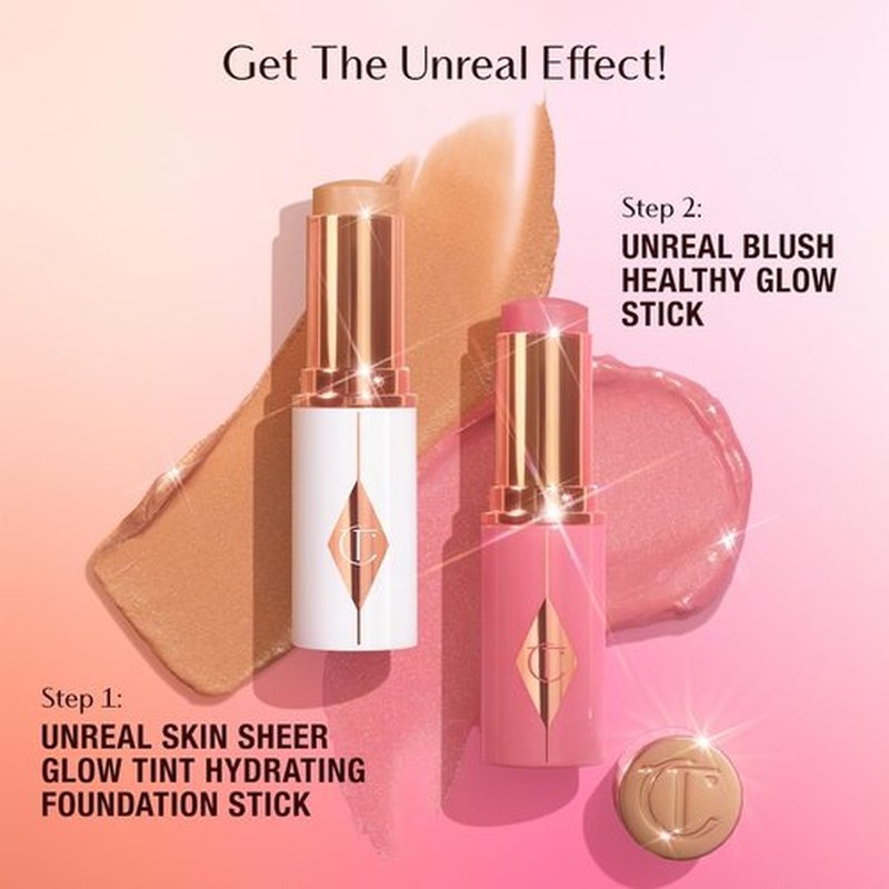 Charlotte Tilbury Unreal Healthy Glow Blush Stick - Buildable Cream Makeup with a Skincare-Infused Formula - Easy to Use, Blendable & Leaves Skin with a Luminous Sheen - Rosy Glow