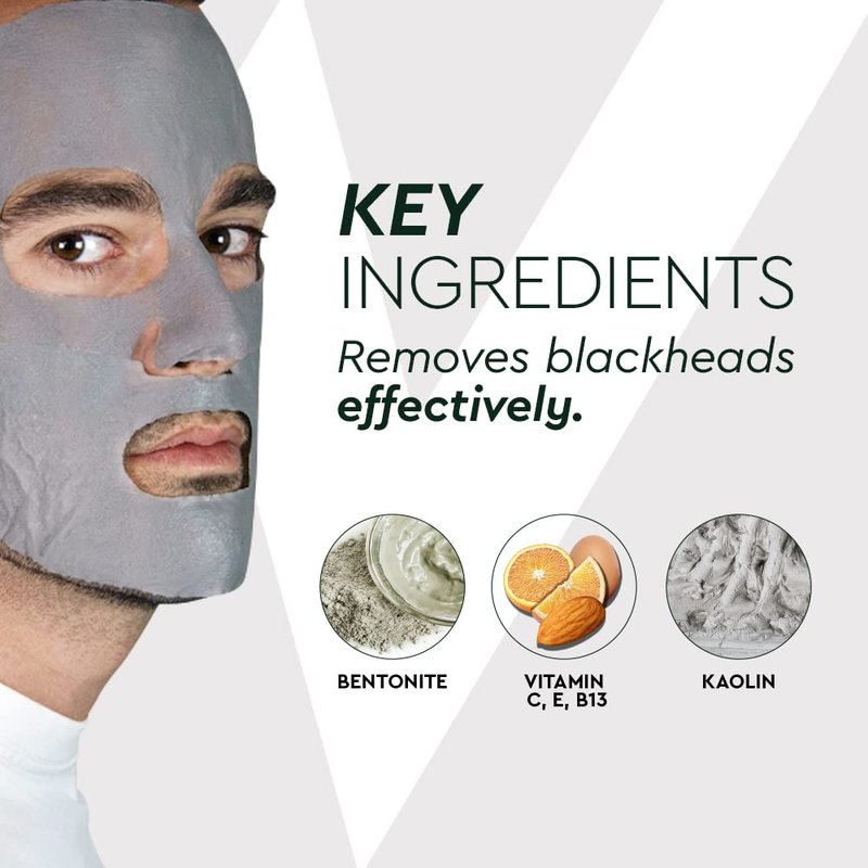 Wolf Project Korean Face Mask - Gentle Mud Mask with Pore Minimizer Serum, Vitamin B3, Vitamin C, Vitamin E, Oil Control. Deep Facial Cleansing For All Skin Types and Acne Prone Skin, 5 Pack