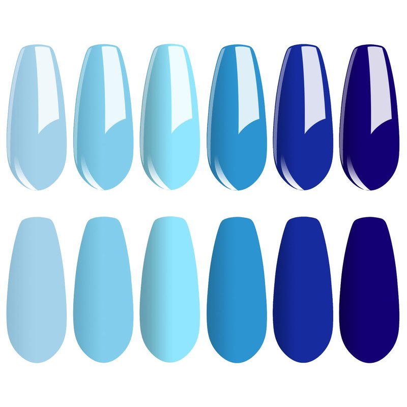 Vishine Gel Nail Polish Set 6 Blue Colors, Royal Blue Sky Blue Navy Blue Nail Gel Polish Kit Light to Dark Shades Soak Off Nail Art Salon Design Home Manicure Holiday for Women Girls 8ml