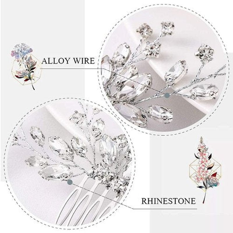 JEAIRTS Rhinestone Bridal Hair Comb Silver Sparkly Crystal Wedding Hair Accessories for Women