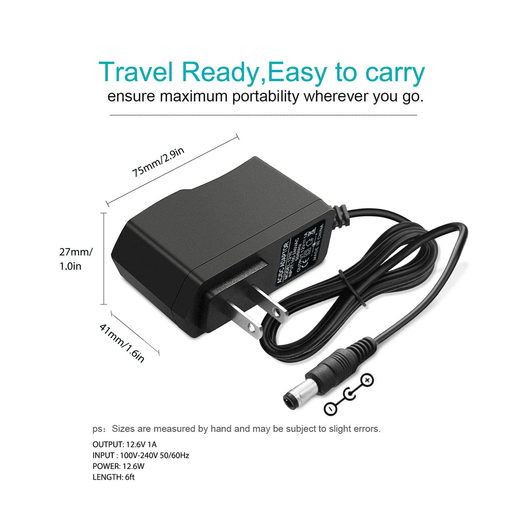 12.6V AC/DC Massage Gun Charger Adapter Compatible with Cholas KZD02, Tyiaus, JamGym, Helices, Headnote, Fantasy, Olski, Fylina, Valano J01, Sylphim,Neprock,Aquapro Power Supply Cord Cable(6.6Ft)