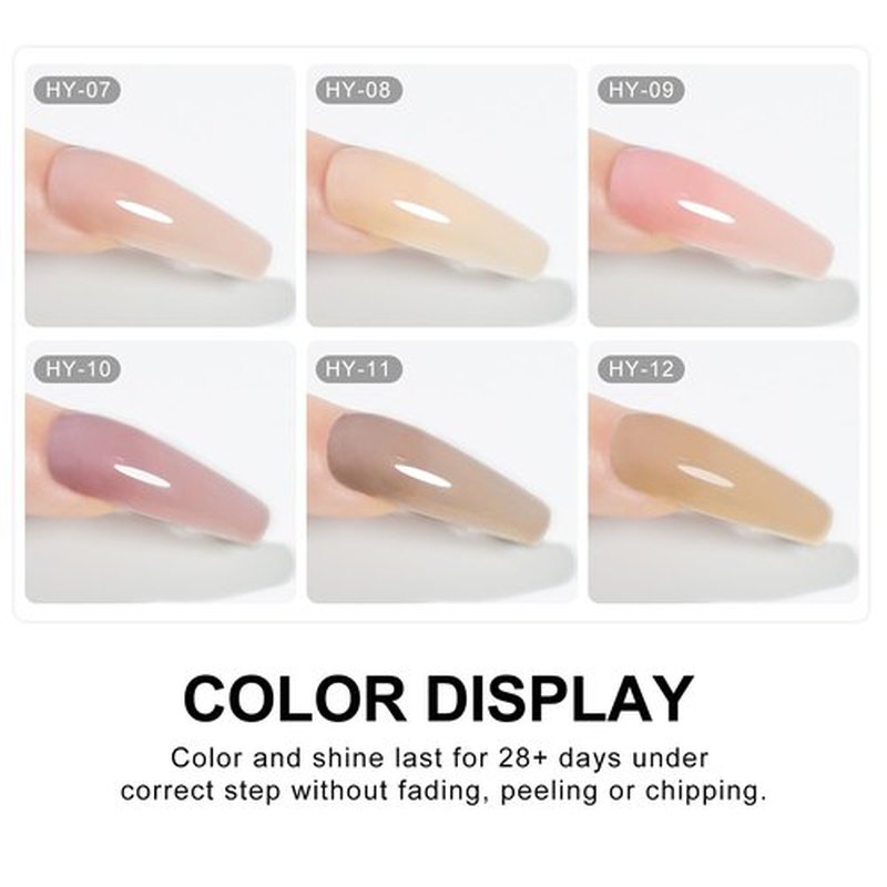 beautilux Builder Base Gel Nail Polish, 5 in 1 HEMA-FREE 6 Colors Builder Nail Gel for Nails Extension Nail Strengthener Soak Off UV Gel Polish, 6 Pcs*7ml