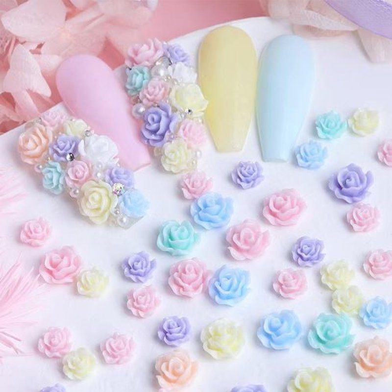 Flower Leaf Nail Charms 3D Mini Charms for Nails Design Nail Floral Leaves Flat Back DIY Nail Art Decoration for Women Girls Spring Nails Art Supplies Accessories 2 Bags