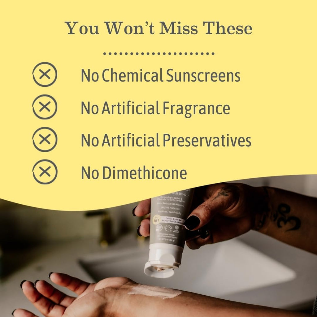 Earth Mama Tinted Mineral Sunscreen Lotion SPF 40-3 oz - Non-Nano Zinc - Broad Spectrum Tinted Sunscreen - Blends with Most Skin Tones