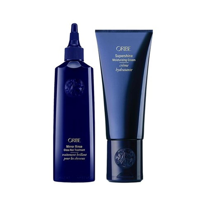 Oribe Mirror Rinse Glass Hair Treatment & Supershine Moisturizing Cream Bundle | Luxurious Shine & Hydration