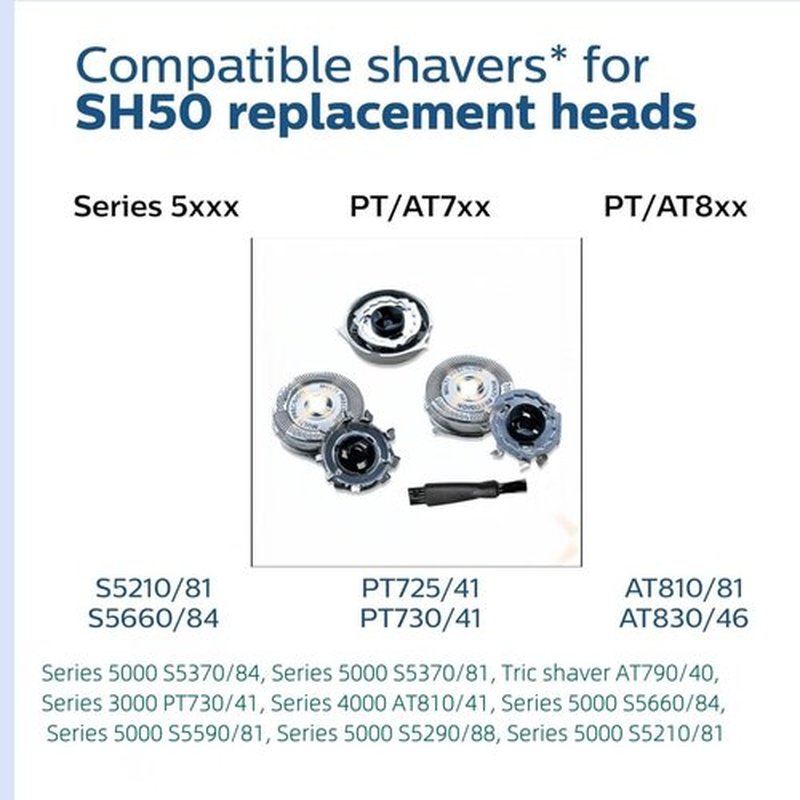 Philips Norelco SH50/52 Replacement Heads - Upgraded Blades for Series 5000 Electric Razors | 3-Pack