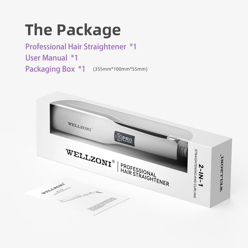 WELLZONI Flat Iron Hair Straightener - 1.4" Wide Plate, 15s Fast Heating with 37 Temp Settings 122-450°F, Dual Voltage Ionic Ceramic Flat Iron for All Hair Types with Auto Shut-Off