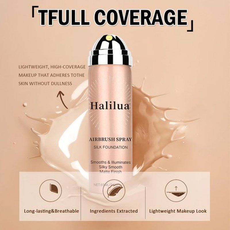 Airbrush Foundation Makeup, Silk Airbrush Flawless Sunscreen Setting Spray for Older Women, Foundation for Smooth Radiant Skin, Moisturizing Breathable Spray Makeup with Anti-aging(01# Natural)