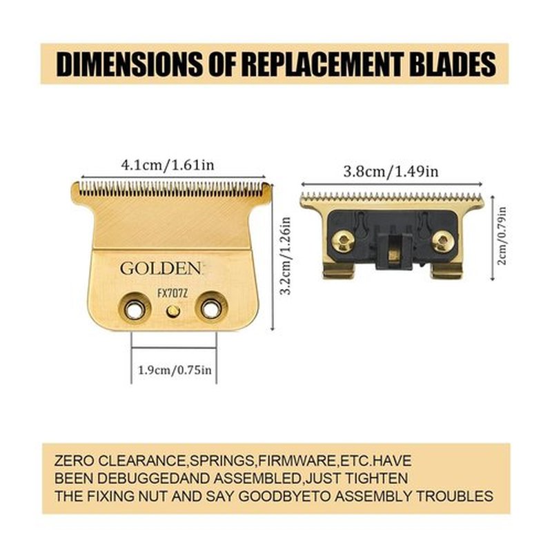 BaByliss PRO Gold FX707Z DLC Replacement Blades - Precision Trimmer Blades for FX787 & FX726 | 2-Pack