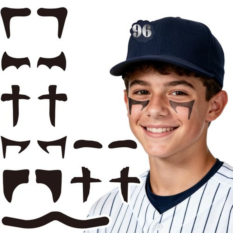 96 Pairs Eye Black Stickers, Breathable Sports Eye Strips Baseball Football Softball Accessories Face Eyeblack Stickers for Party Game Sport Supplies, Baseball Mom Accessories (Mixed, 96 Pairs)