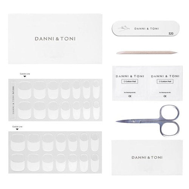 DANNI & TONI Semi Cured Gel Nail Strips Classic French (Lily Grace) Shiny French Tip Gel Nail Wraps UV Led Nails 28 Stickers