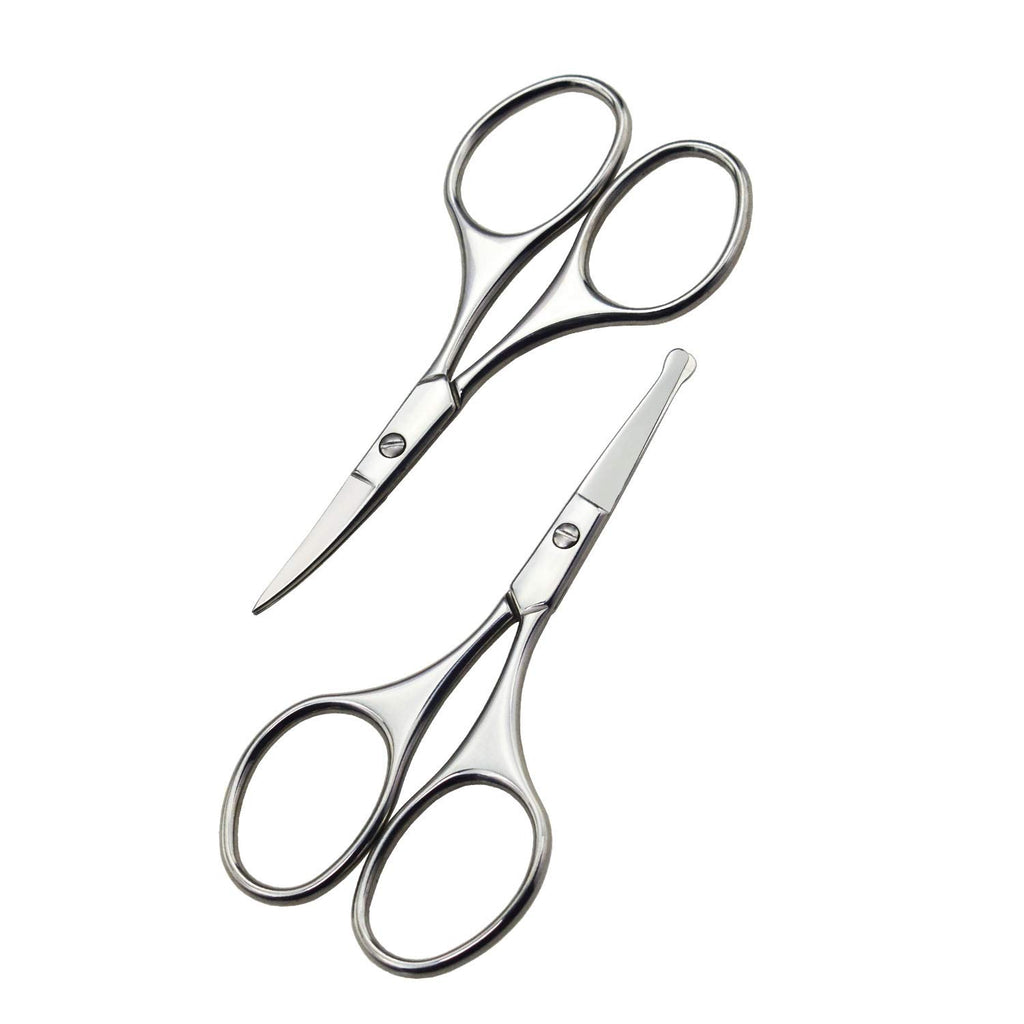 Motanar Nose Hair Trimmer Scissors-3.4' Round Tip Scissors For Ear Eyebrow Beard Mustache Trimming - Multi Purpose Round Personal Beauty Hair Care Tool For Men Women And Baby (Silver Kit)
