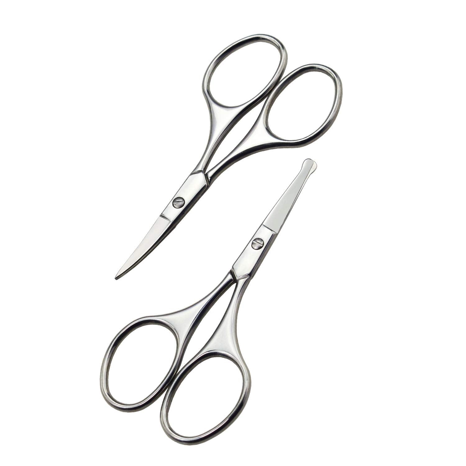 Motanar Nose Hair Trimmer Scissors-3.4' Round Tip Scissors For Ear Eyebrow Beard Mustache Trimming - Multi Purpose Round Personal Beauty Hair Care Tool For Men Women And Baby (Silver Kit)