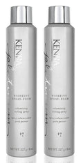 Kenra Professional Platinum Boosting Spray-Foam 17 | Volumizing Styling Spray | Touchable, Brushable Hold | All-Day Lift & Style Support | Lightweight Volumizer | All Hair Types | 8 oz (2-Pack), Clear