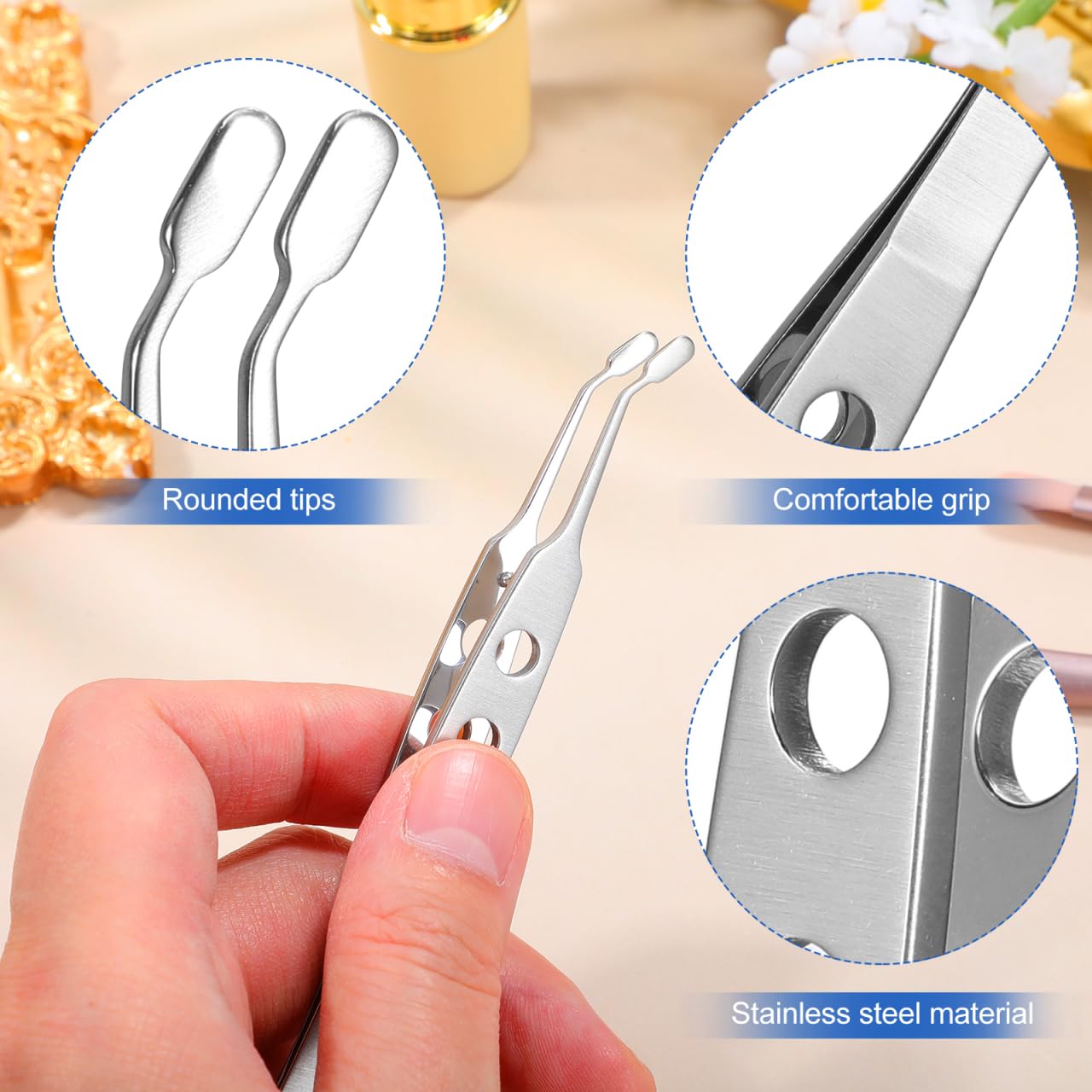 iplusmile Meibomian Gland Expressor Forceps Stainless Steel Eyelid Compressor Tweezers for Mild Gland Expression Dry Eye Care Smooth Edge Non-Slip Grip 4.13 in