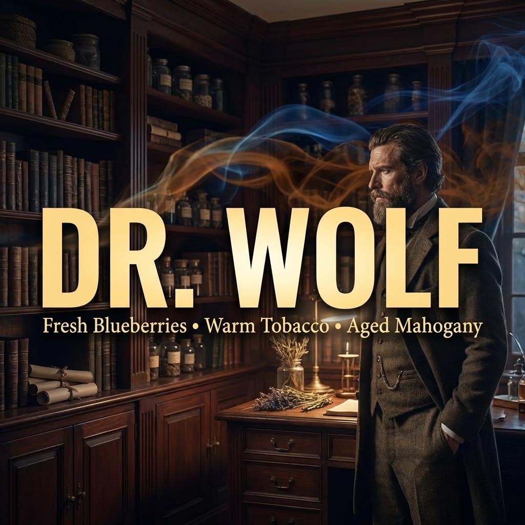 Fable Beard Co. Beard Oil - Dr. Wolf, Fresh Blueberries, Warm Tobacco, & Aged Mahogany, Natural Beard Oil for Men with Jojoba & Argan Oils, Vitamin E, Beard Hair Softener, Made in USA (1 Fl Oz)