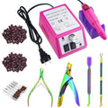 Professional Electric Nail Drill Machine Nail Clippers Set Nail Filer Electric and Nail Cutter for Acrylic Gel Nails Nails File Manicure Set with 206 PCS Sanding Bands Work for Home and Salon (Pink)