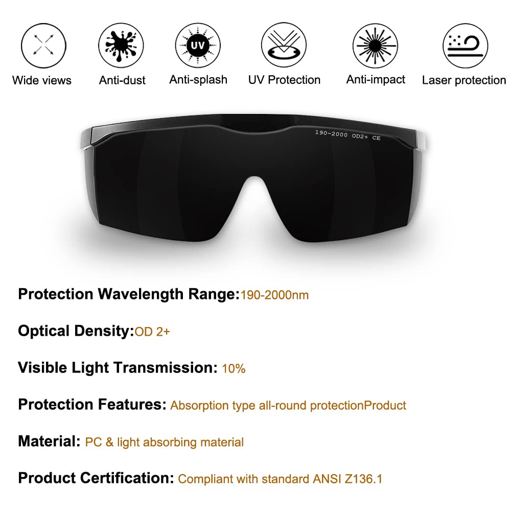 mozeeda IPL 190nm-2000nm Laser Safety Glasses, Red Light Therapy Goggles