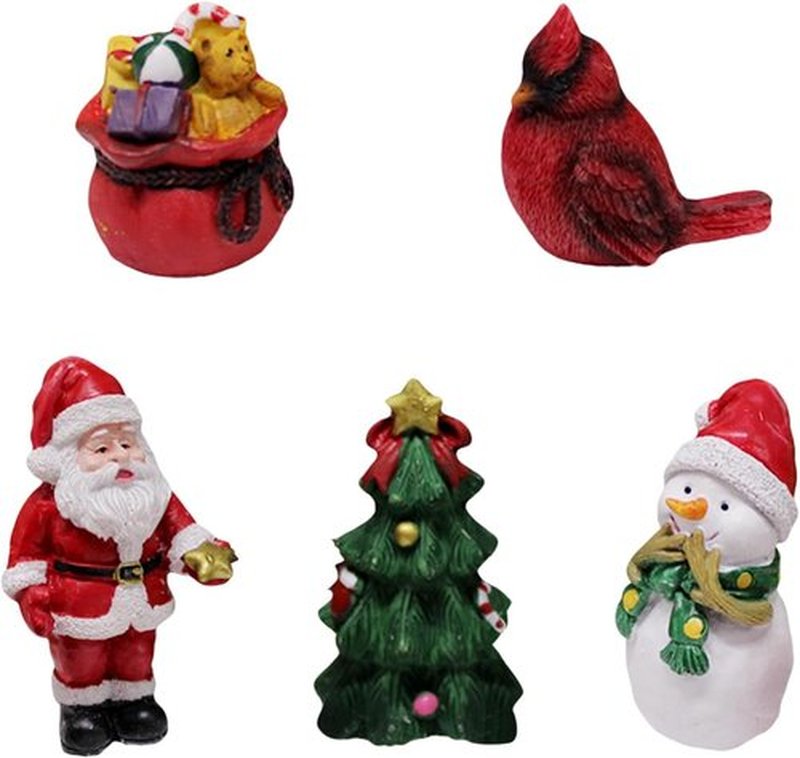 Skiennix Christmas Miniature Figurines - Small Resin Santa Claus Ornaments for Holiday Decor | Winter Party Favors
