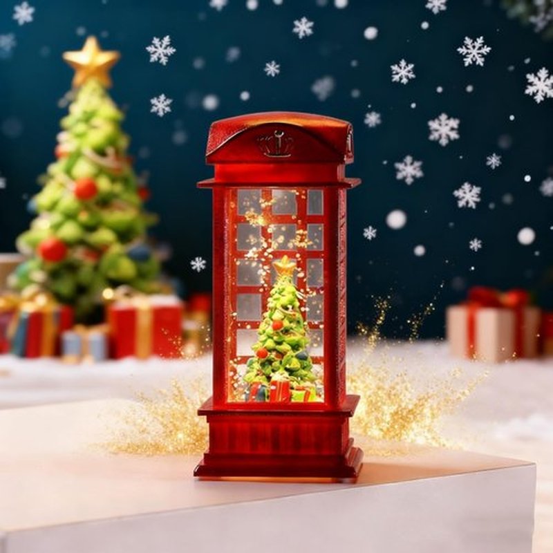 Lighted Christmas Snow Globe - Swirling Glitter Water Lantern | Festive Tabletop Ornament for Home Decor