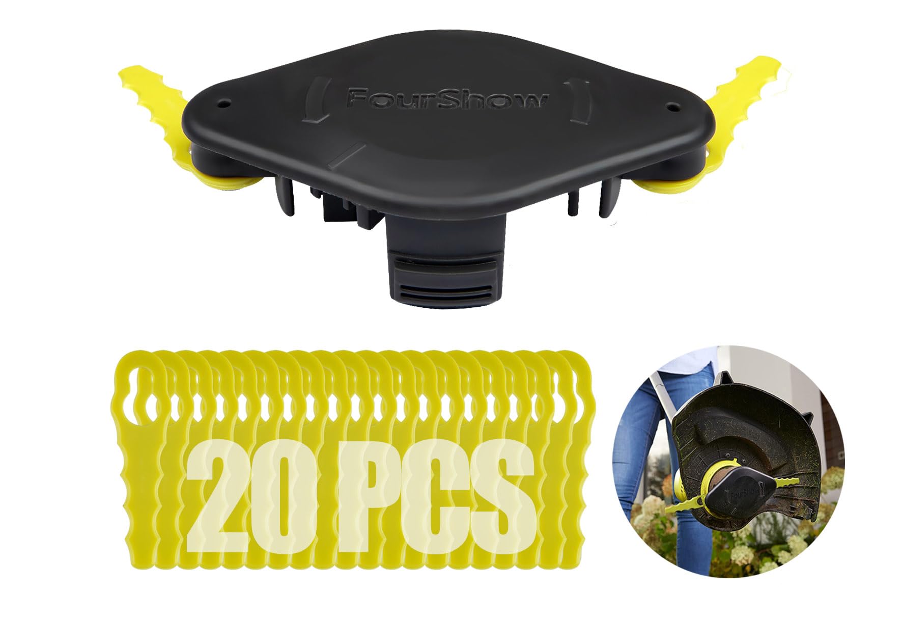 【Quickload】 Bladed Trimmer Head Compatible with Ryobi String Trimmer 18V 24V Hybrid,AC052N1 Weed Eater Bladed Head ACFHRL2 with 20Pcs Spare Blades