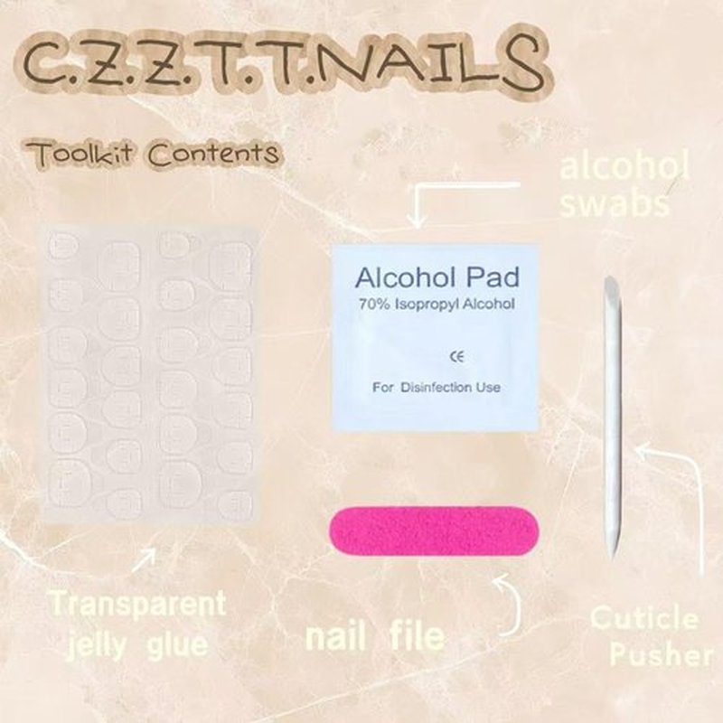 C.Z.Z.T.T.NAILS Hallonween Press On Nails [24pcs] Red Trapezoid French Fake Nails | Reusable ，Perfect Fake Nails for Women&Girls