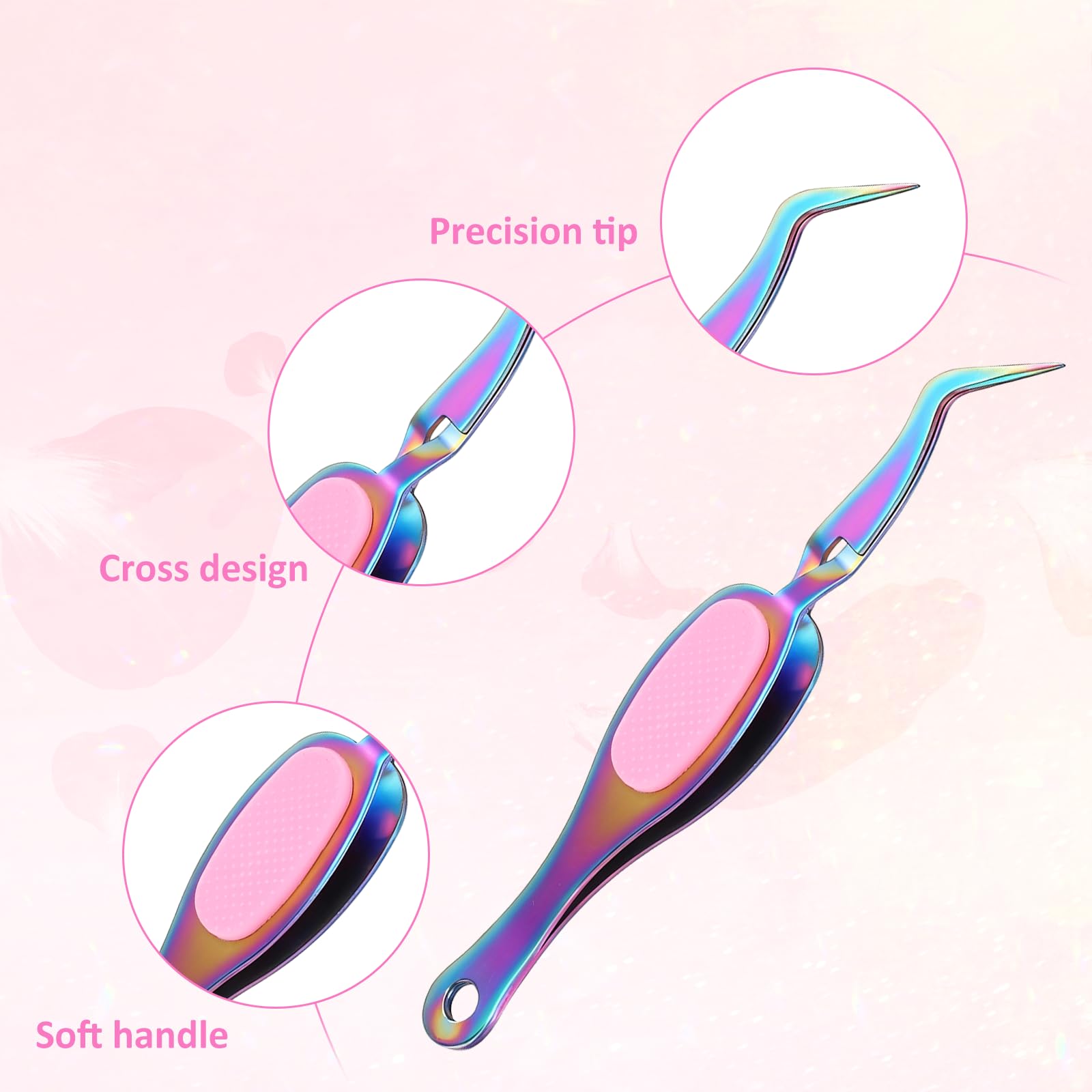 3 Pcs Reverse Tweezers Crafting Tweezers for Stickers Cross Locking Precision Tweezer Stainless Steel Soft Grip Fine Tip Curved Style for DIY Craft Jewelry Eyelash Extensions Nail Beading Tool