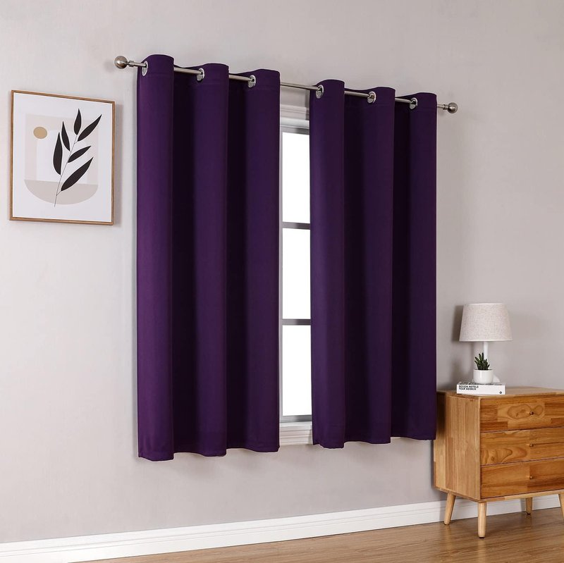 ChrisDowa Grommet Blackout Curtains - Thermal Insulated Room Darkening Panels, Royal Purple, 42"W x 63"L