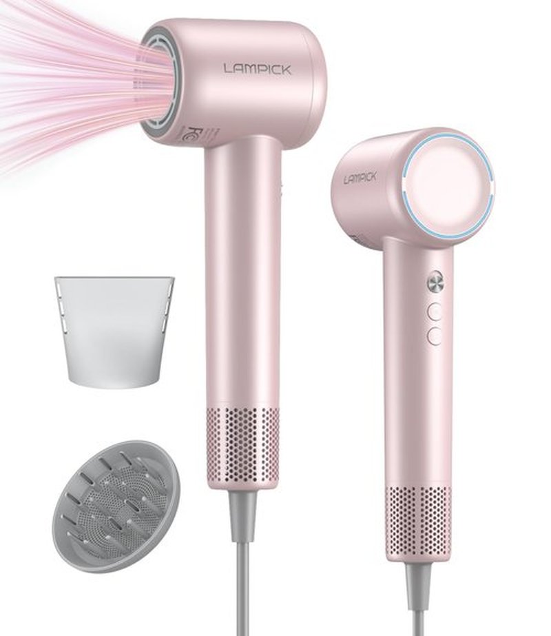 Hair Dryer,150000 RPM Ionic Blow Dryer with 500M Negative Ions, Lightweight Travel Hair Dryer with Magnetic Diffuser & Nozzle for Fast Drying, Low Noise Brushless Motor for Salon & Home Use,Pink