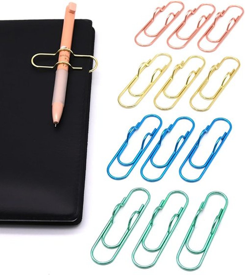 Pen Holder Clips - 12-Pack for Notebooks & Journals | Ideal for Students & Professionals - Assorted Colors